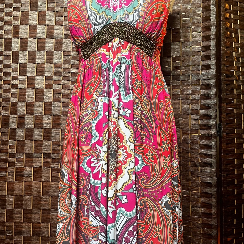 Vibrant Multicolor Paisley Maxi Dress